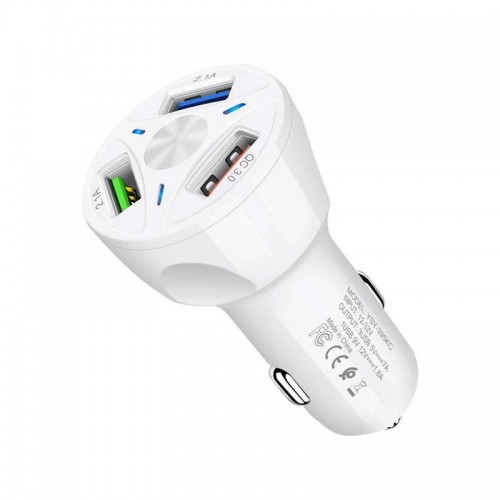 TE-091 3'LÜ USB ÇAKMAKLIK POWER 3.0 HIZLI ARAÇ ŞARJ CİHAZI