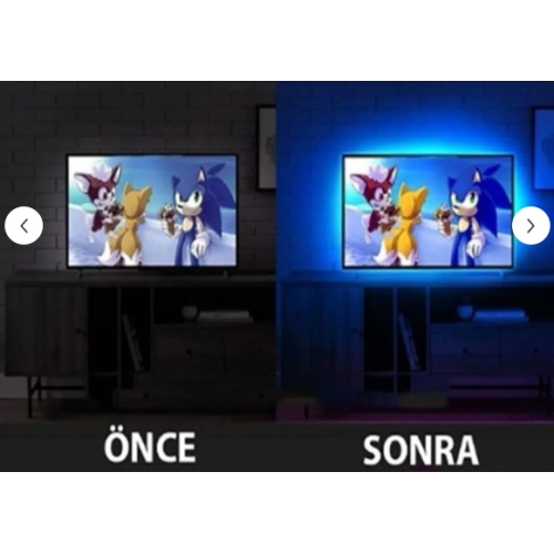  16 Renk Kumandalı Tv Arkası Ambiyans Ledi Rgb Usb Led Şerit Aydınlatma 4 Metre