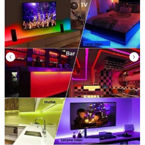  16 Renk Kumandalı Tv Arkası Ambiyans Ledi Rgb Usb Led Şerit Aydınlatma 4 Metre