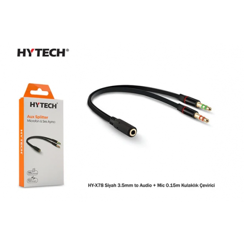 Hytech HY-X78 Siyah 3.5mm To Audio + Mic 0.15M Kulaklık Çevirici