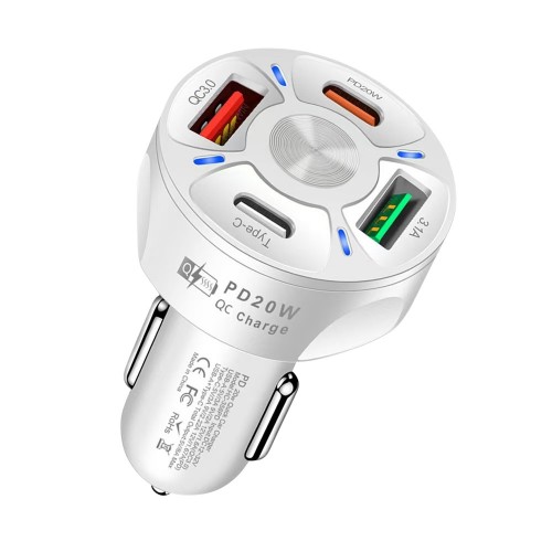 CONCORD C-776 3X USB-C & 1x USB A Fast Araç Şarjı Beyaz