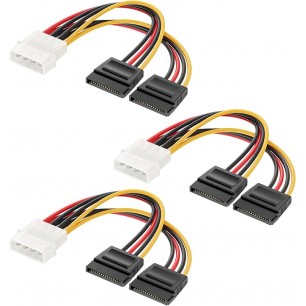 Molex to SATA Power Çoklayıcı Kablosu 2 in 1 16 cm Siyah