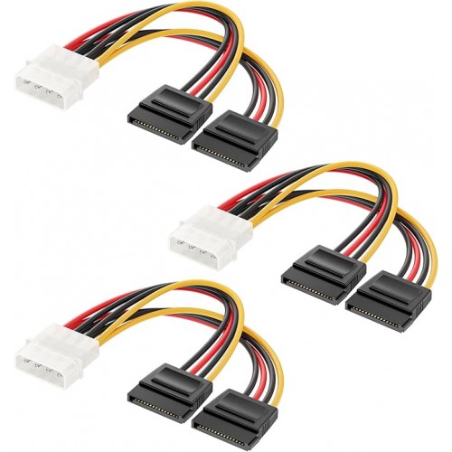 Molex to SATA Power Çoklayıcı Kablosu 2 in 1 16 cm Siyah