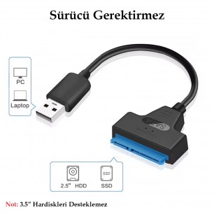 POWERMASTER PM-6507 SSD HDD SATA DATA TO USB3.0 2.5 HARDDİSK KABLO
