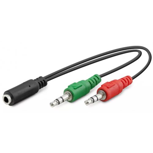 2x 3.5 mm Kulaklık ve Mikrofon Splitter Kablosu 20 cm - Siyah