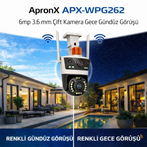 APRONX APX-WP262 6MP ÇİFT KAMERA 21 LED. WİFİ PTZ GRİ RENK