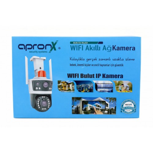 APRONX APX-WP262 6MP ÇİFT KAMERA 21 LED. WİFİ PTZ GRİ RENK