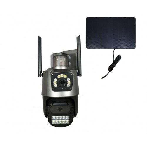 Apronx apx-wsp242 6Mp 2.8mm 4G Solar Çift Kamera 19 Led PTZ