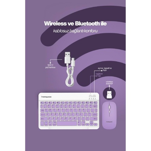 SPRANGE SR-K2 Kablosuz Klavye & Mouse WİFİ+BLUETOOTH