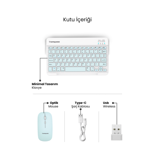 SPRANGE SR-K2 Kablosuz Klavye & Mouse WİFİ+BLUETOOTH