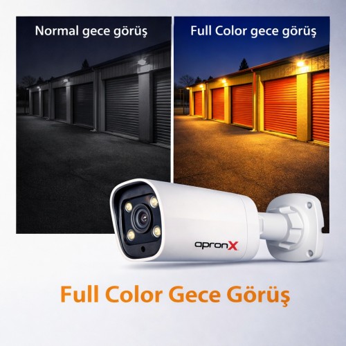 Apronx AX-BW125S 2Mp 2.8mm Full Color Mikrofonlu Bullet Ahd Metal Kasa Kamera