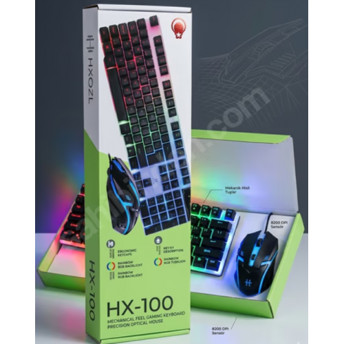 HXOZL HX-100 RGB Kablolu Gaming Set Klavye Mouse