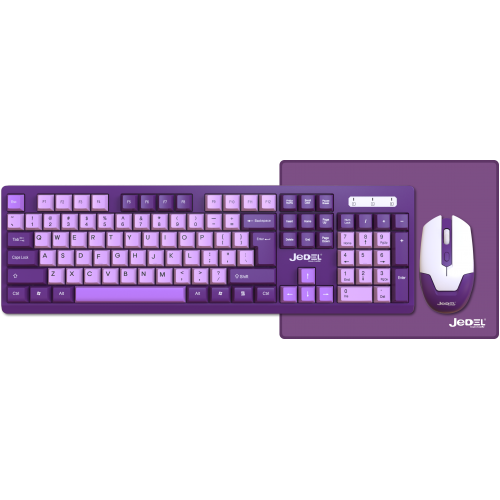 WS737 KABLOSUZ KLAVYE MOUSE SET MOUSEPAD PİL HEDİYELİ MOR RENK