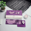 WS737 KABLOSUZ KLAVYE MOUSE SET MOUSEPAD PİL HEDİYELİ MOR RENK