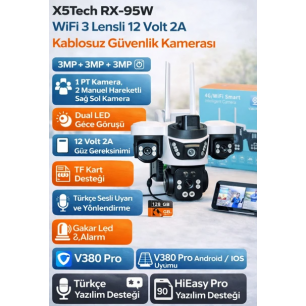 X5TECH RX-95W Wifi 3 Lensli  3mp+3mp+3mp 3 Kamera