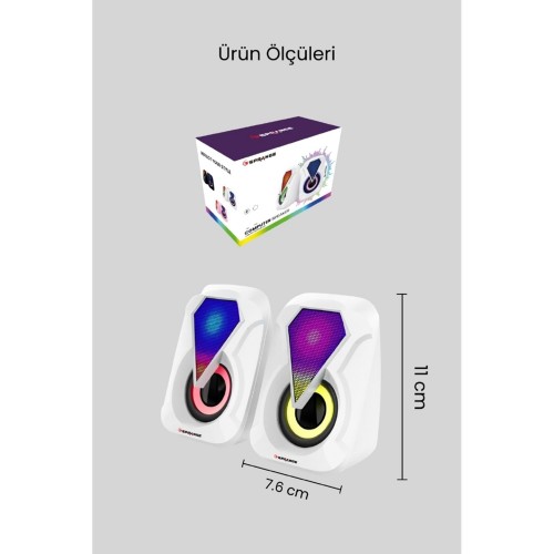 SR-PN785 3W*2 USB 2.0 + 3.5mm 5V Hoparlör Beyaz