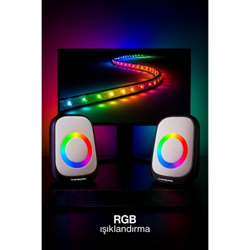 SR-PN786 3W*2 USB 2.0 + 3.5mm 5V Hoparlör Beyaz