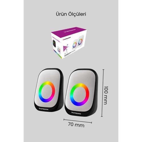SR-PN786 3W*2 USB 2.0 + 3.5mm 5V Hoparlör Beyaz
