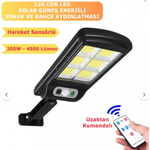 TAWİTEC TW-8037  6 Gözlü 120 Ledli Solar Bahçe Aydınlatma Kumandalı Güneş Enerjili Sokak Lambası Projektör