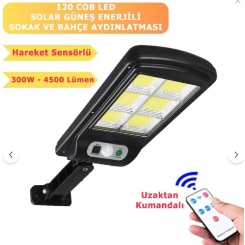 TAWİTEC TW-8037  6 Gözlü 120 Ledli Solar Bahçe Aydınlatma Kumandalı Güneş Enerjili Sokak Lambası Projektör