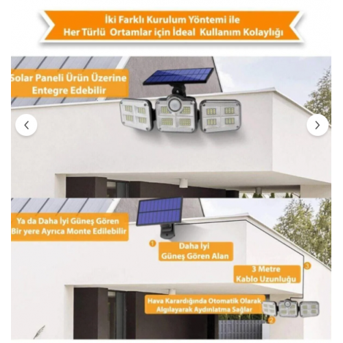 TAWİTEC TW-8040 Solar Güneş Enerjili 122 Ledli Hareket Sensörlü Bahçe Aydınlatma Sokak Lambası