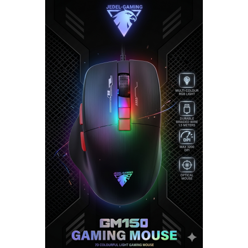 JEDEL GM150 7D COLRFULL  GAMİNG MOUSE SİYAH