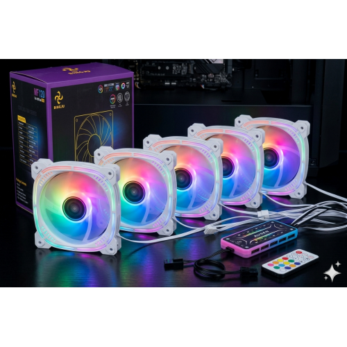 RGB 5Lİ FAN SETİ KUMANDALI  BEYAZ