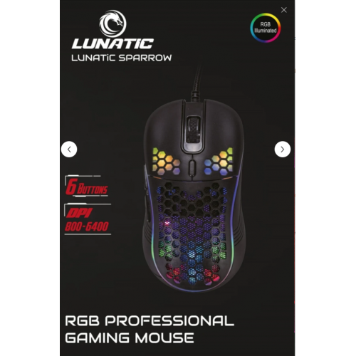 LUNATİC SPARROW GAMİNG MOUSE 7 BUTTONS 6400 DPİ