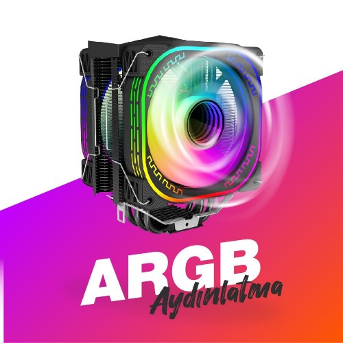 Game Master Gm-120H 2 Fanlı 4  Bakır Borulu Argb Kule Tipi Cpu Fan
