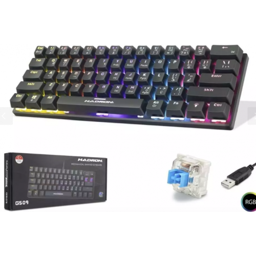 G509B Kablolu Oyuncu Mini Klavye Mekanik Blue Switch Rgb Q Siyah