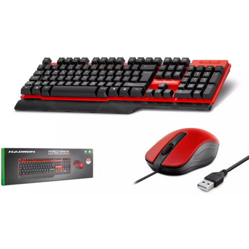 Hadron Hd861K Kablolu Klavye Mouse Set Q Kırmızı-Siyah