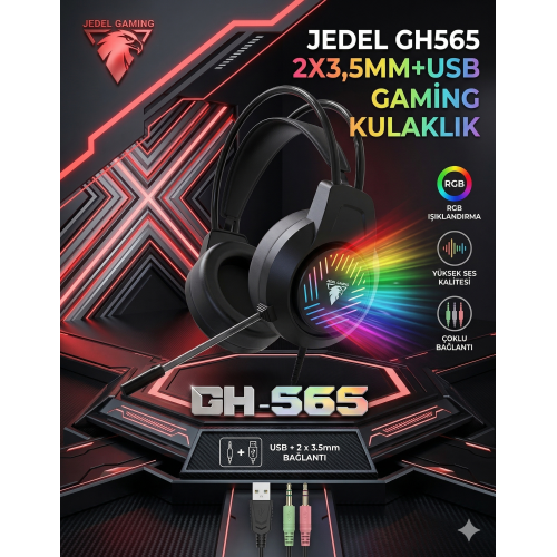 JEDEL GH565 2X3,5MM+USB GAMİNG KULAKLIK