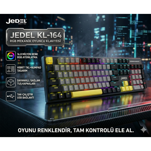 JEDEL KL-164 BLUE SWİTCH MEKANİK KLAVYE