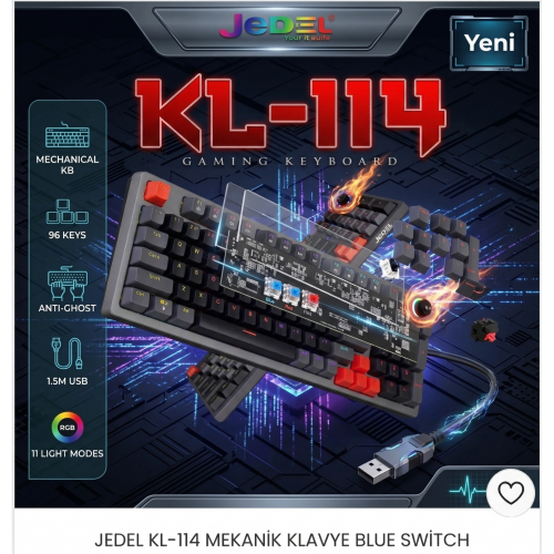 JEDEL KL-114 MEKANİK KLAVYE BLUE SWİTCH