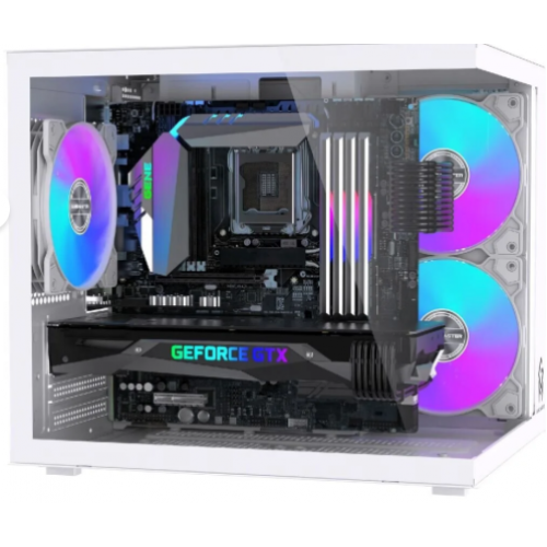 GM Game Master GM-X1 Tuştan Değişmeli 3X RGB Fanlı Gaming Mini Akvaryum m-ATX Beyaz Kasa
