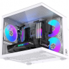 GM Game Master GM-X1 Tuştan Değişmeli 3X RGB Fanlı Gaming Mini Akvaryum m-ATX Beyaz Kasa