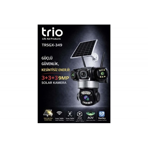 TRIO TR-SGX349 3 LENS AOV 4G-LTE  PTZ 5V 2A SOLAR KAMERA TZ3