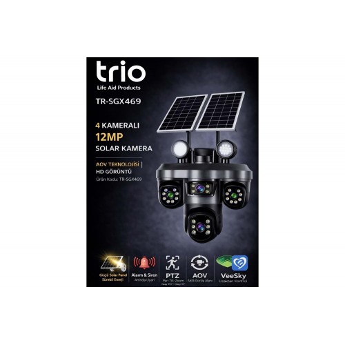 TRIO TR-SGX469 4 LENS 12mp AOV  4G-LTE PTZ 5V 2A SOLAR KAMERA  TA23