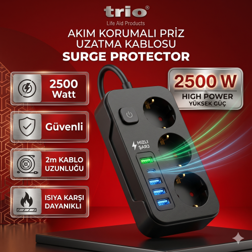 TR3439 3 LÜ 3 USB+2TYP-C Lİ 2M KABLOLU