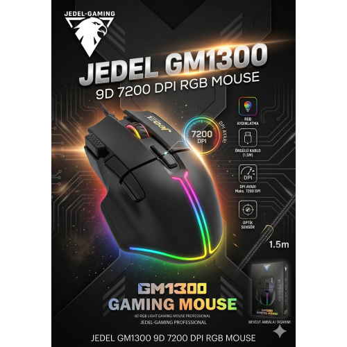  JEDEL GM1300 9D 7200 DPI RGB  MOUSE