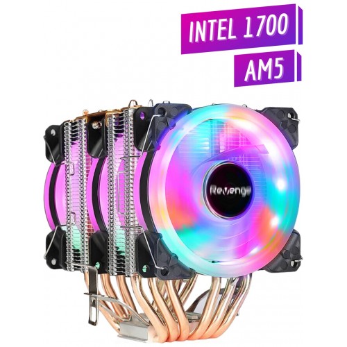 Revenge Cold Frost 603 Kule Tipi 3 Fanlı Rainbow Gaming Işlemci Fanı 6 Bakır Kanallı Cpu Fan
