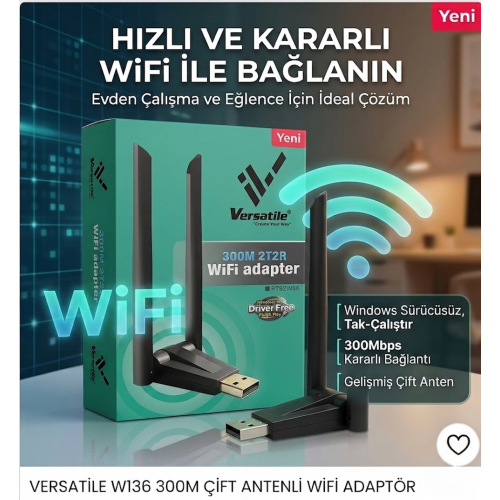 VERSATİLE W136 300M ÇİFT ANTENLİ WİFİ REALTEK CHİPSETLİ 