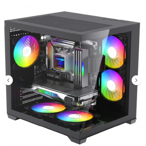 GamX ARES Akvaryum Cube 5 FANLI Tuştan Değişen RGB FAN M-ATX Gaming Bilgisayar Kasası 500W 80 PLUS POWERLU
