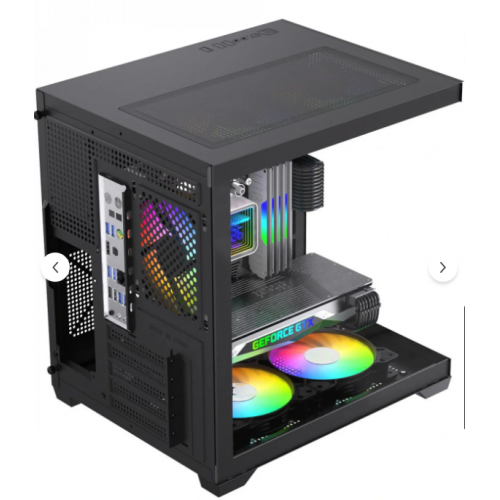 GamX ARES Akvaryum Cube 5 FANLI Tuştan Değişen RGB FAN M-ATX Gaming Bilgisayar Kasası 500W 80 PLUS POWERLU