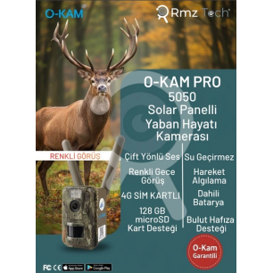 Rmztech O-Kam 5050 Fotokapan Kamuflaj Avcılık Doğal Yaşam Kamerası Sim Kartlı Güneş Enerjili