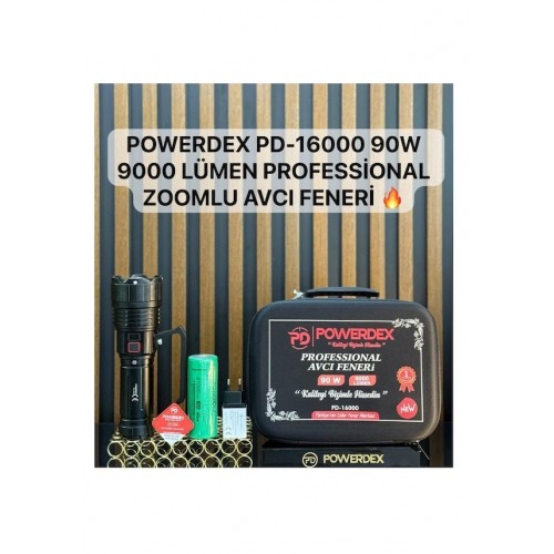 Powerdex Pd-16000 90w 9000 Lümen Profesyonel Zoomlu Güçlü Uzun menzilli Avcı El Feneri (Yeni En Güçlü)