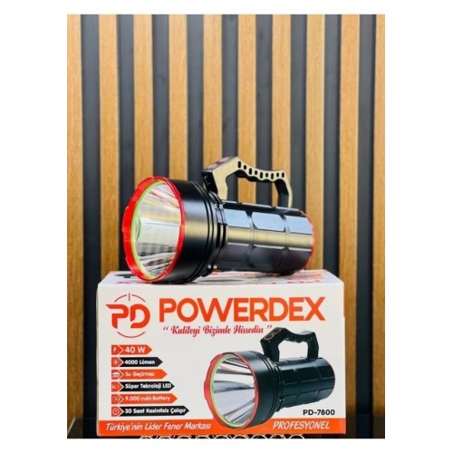 Powerdex Pd-7800 40w 4000 Lümen Şarjlı El Feneri Siyah Geceyi Gündüz Yapar