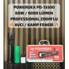 Powerdex PD-15500 60W / 6000 Lümen Profesyonel Zoomlu Güçlü Uzun Menzilli Avcı /kamp Feneri ÇANTALI