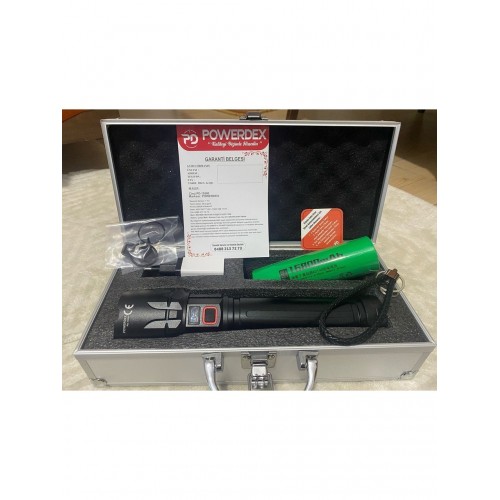 Powerdex PD-15500 60W / 6000 Lümen Profesyonel Zoomlu Güçlü Uzun Menzilli Avcı /kamp Feneri ÇANTALI