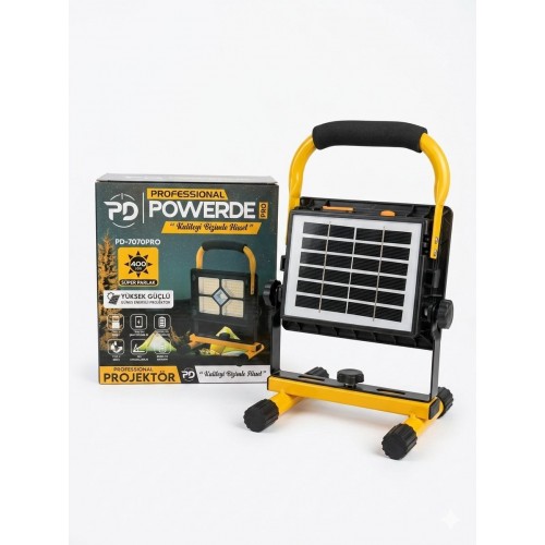 Powerdex PD-7070Pro 400 LED Solar Güneş Enerjili Projektör - Şarjlı Çalışma Işığı ve Powerbank Özellikli